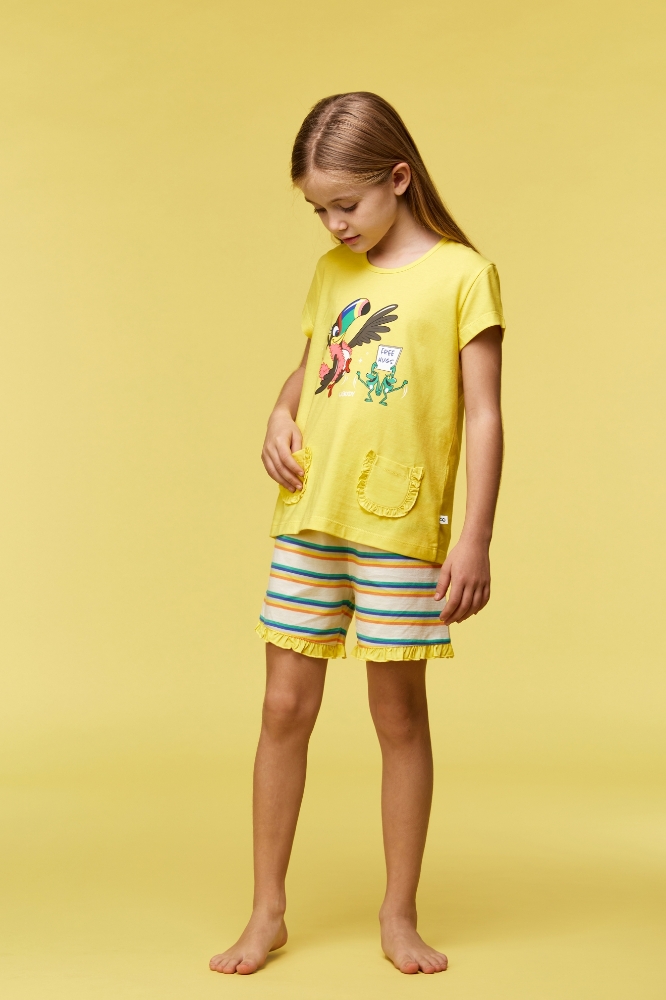 2-8 Yaş Kız Çocuk Pijama-Psg - 651-Sarı