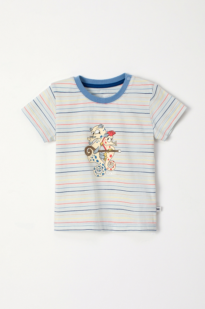 Pamuklu Erkek Bebek Pijama-Pss - 920-Denizatı Temalı Çizgili Mavi