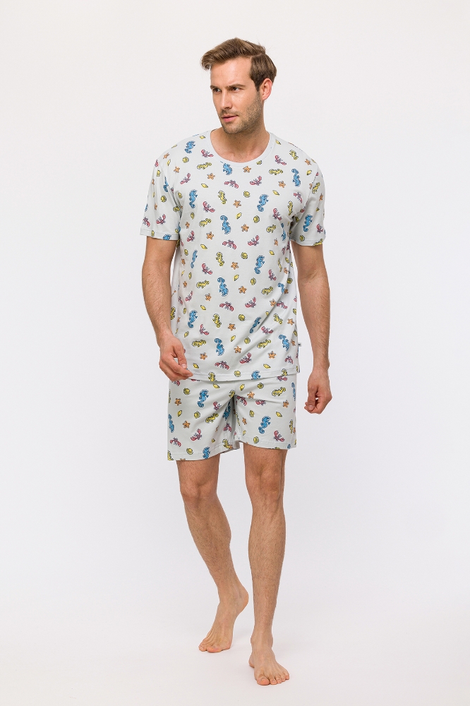 Erkek Pijama-Pza - 923-Denizatı Baskılı Mavi