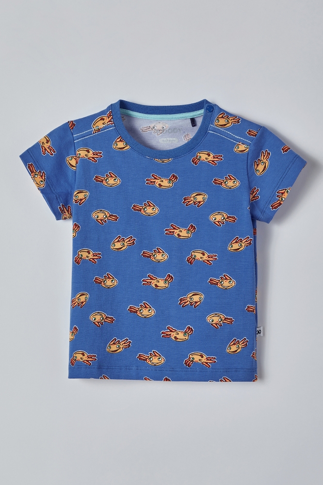 Pamuklu Erkek Bebek Pijama-Pza - 982-Semender Baskılı Mavi