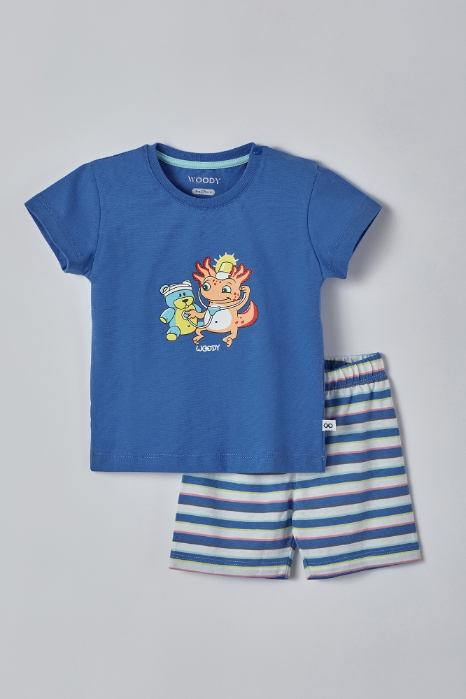 Pamuklu Erkek Bebek Pijama-Pss - 837-Koyu Mavi
