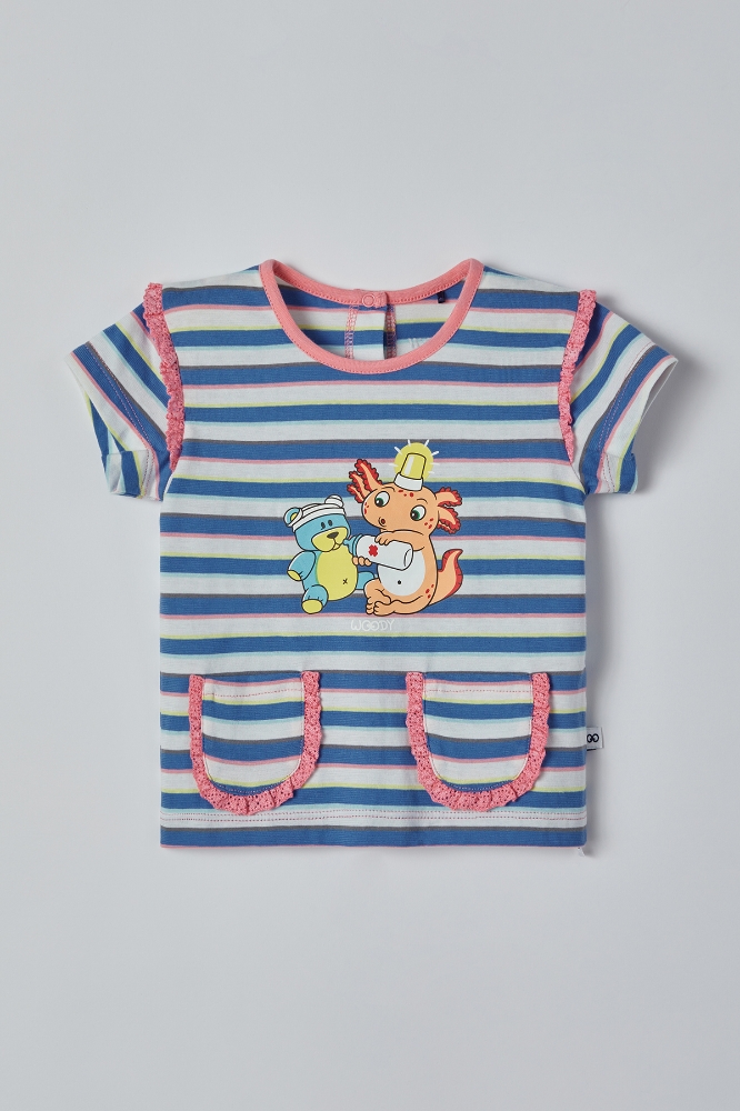 Pamuklu Kız Bebek Pijama-Psg - 987-Semender Temalı Çizgili