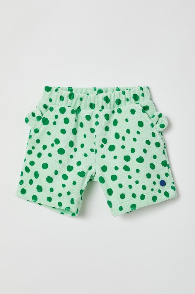 Havlu Bebek Şort-Sht - 957-Yeşil Puantiyeli