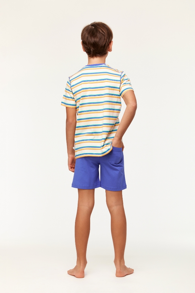 2-8 Yaş Erkek Çocuk Pijama-Pus - 908-Tukan Temalı Çizgili Mavi