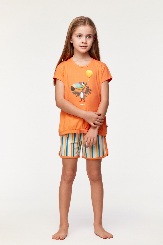 2-8 Yaş Kız Çocuk Pijama-Bst - 539-Papaya Rengi