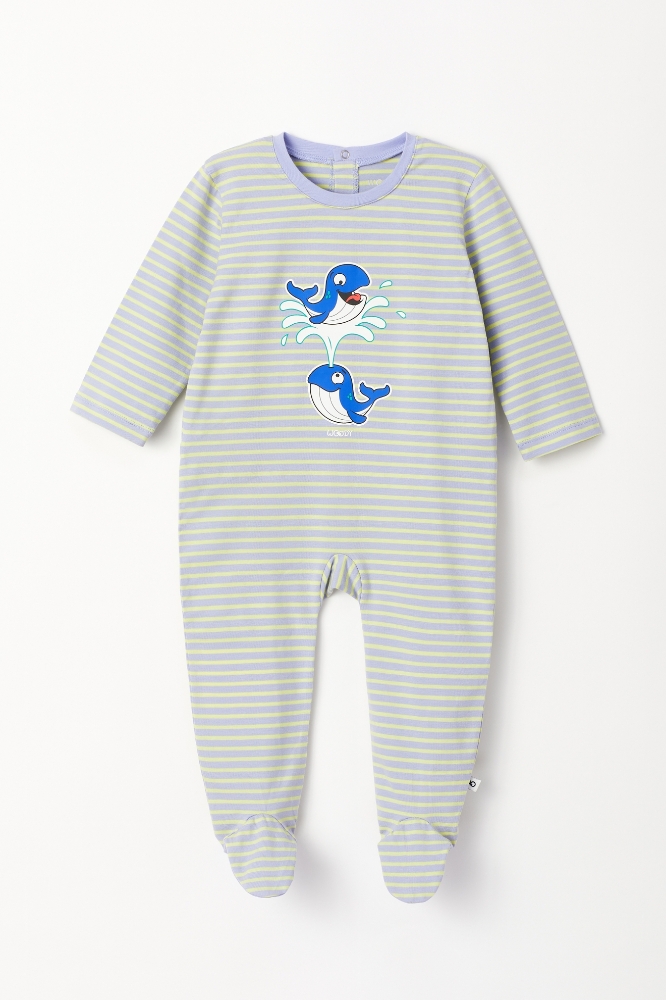 Bebek Tulumu-Rbz - 916-Balina Temalı Çizgili Mavi