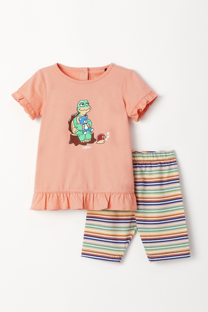 Pamuklu Kız Bebek Pijama-Tun - 491-Pudra Pembesi