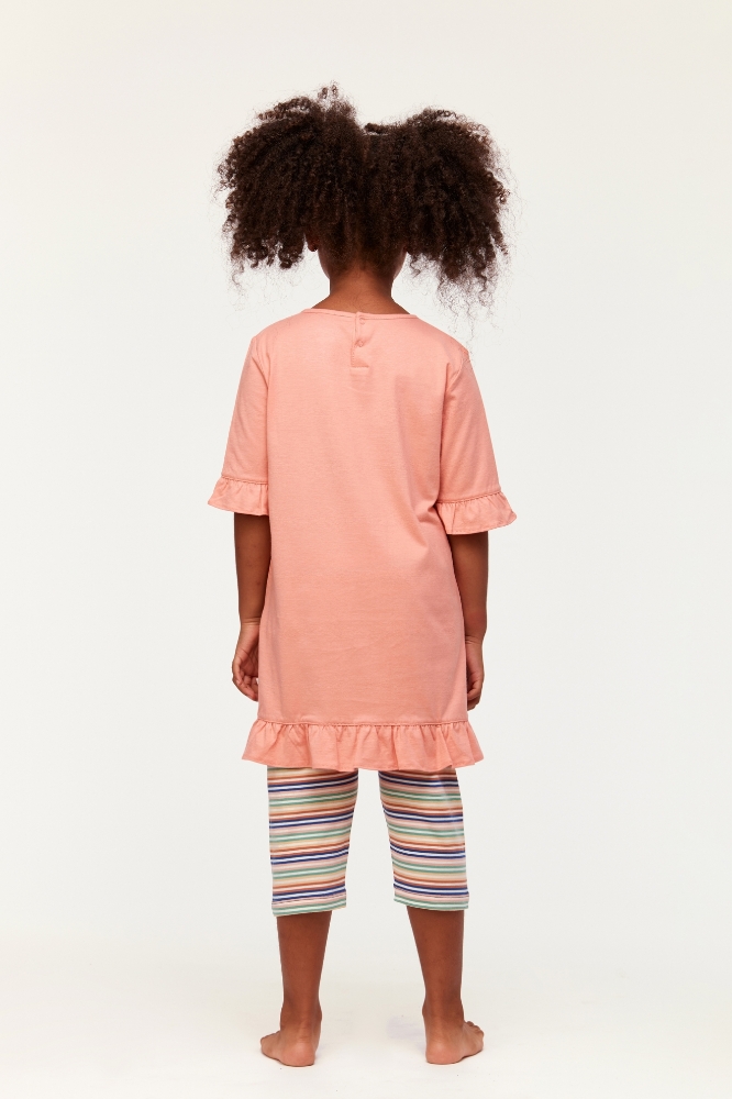 2-8 Yaş Kız Çocuk Pijama-Tun - 491-Pudra Pembesi