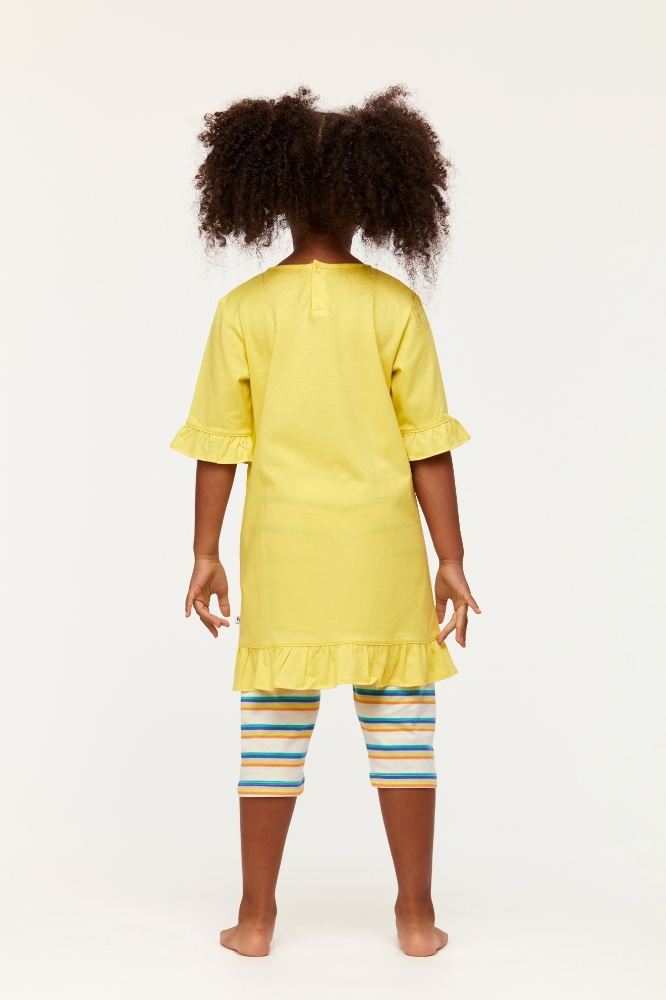 2-8 Yaş Kız Çocuk Pijama-Tun - 651-Sarı