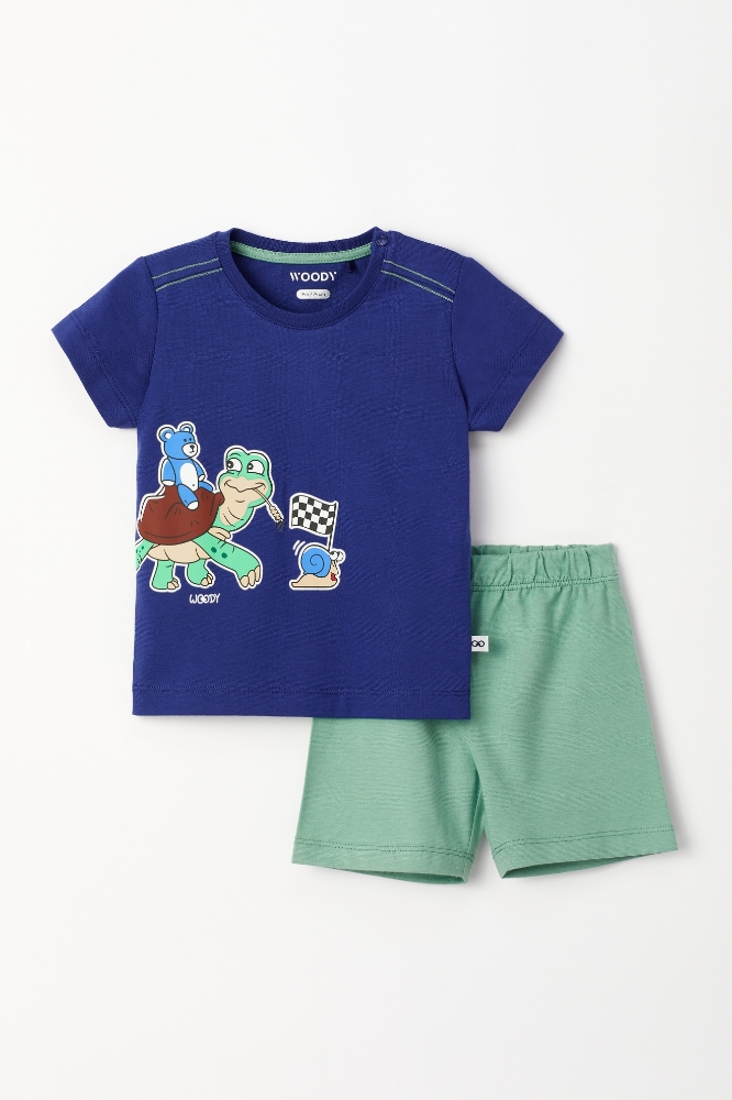 Pamuklu Erkek Bebek Pijama-Psu - 856-Soğuk Mavi