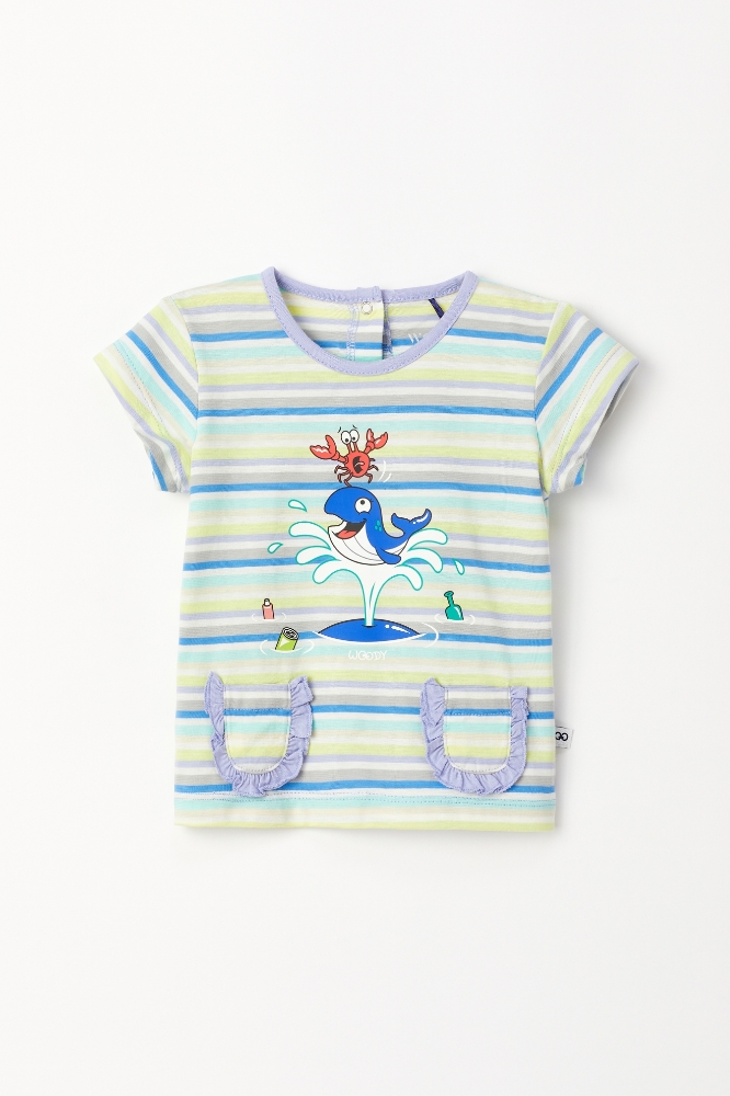 Pamuklu Kız Bebek Pijama-Psg - 904- Çizgili Mavi