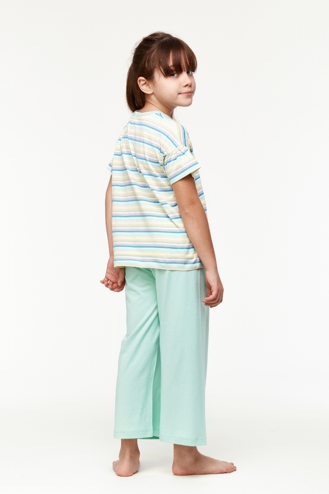 10-16 Yaş Kız Çocuk Pijama-Bsk - 904- Çizgili Mavi