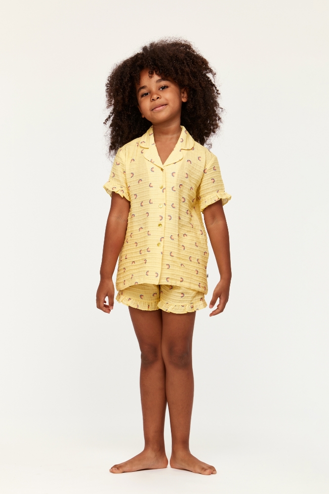 10-16 Yaş Kız Çocuk Pijama-Wpj - 940-Gökkuşağı Baskılı Sarı