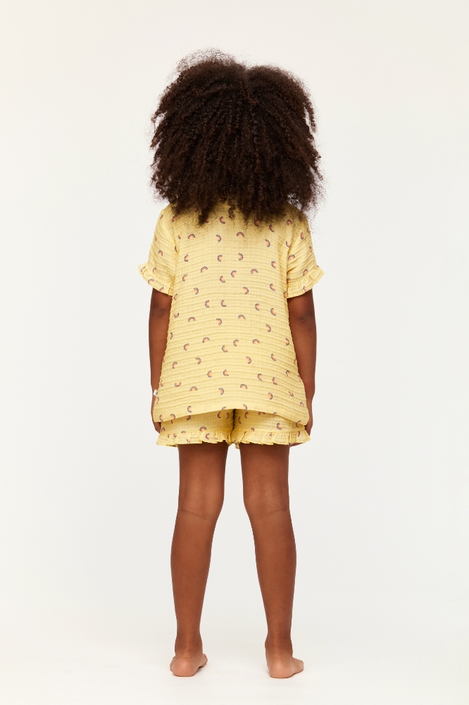 10-16 Yaş Kız Çocuk Pijama-Wpj - 940-Gökkuşağı Baskılı Sarı