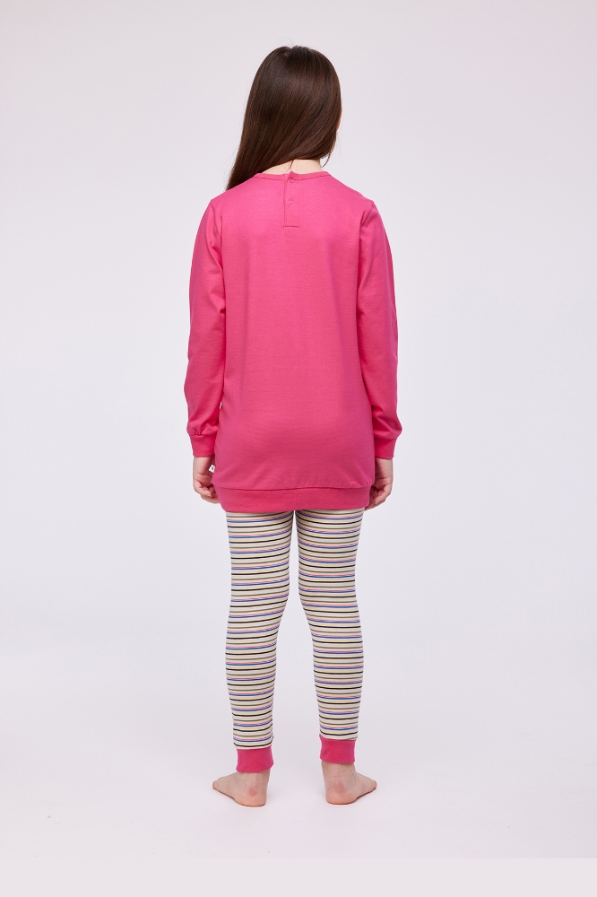 2-8 Yaş Kız Çocuk Pijama-Pop - 388-Neon Pembe