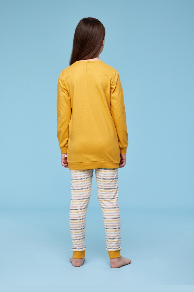 2-8 Yaş Kız Çocuk Pijama-Pop - 620-Hardal Sarısı 