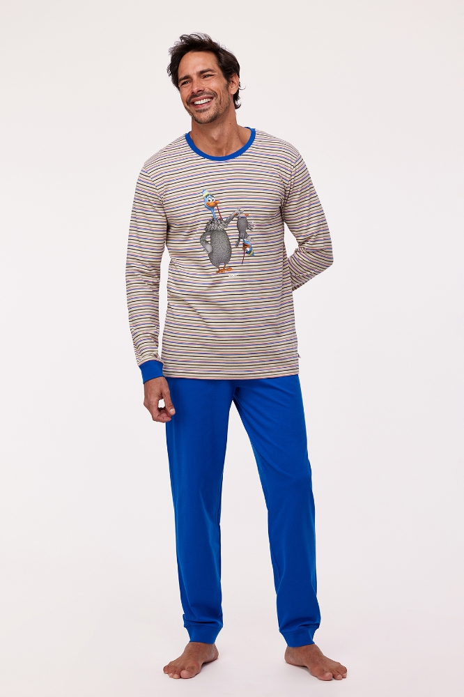 Erkek Pijama-Plc - 908-Hindi Temalı Çizgili Mavi