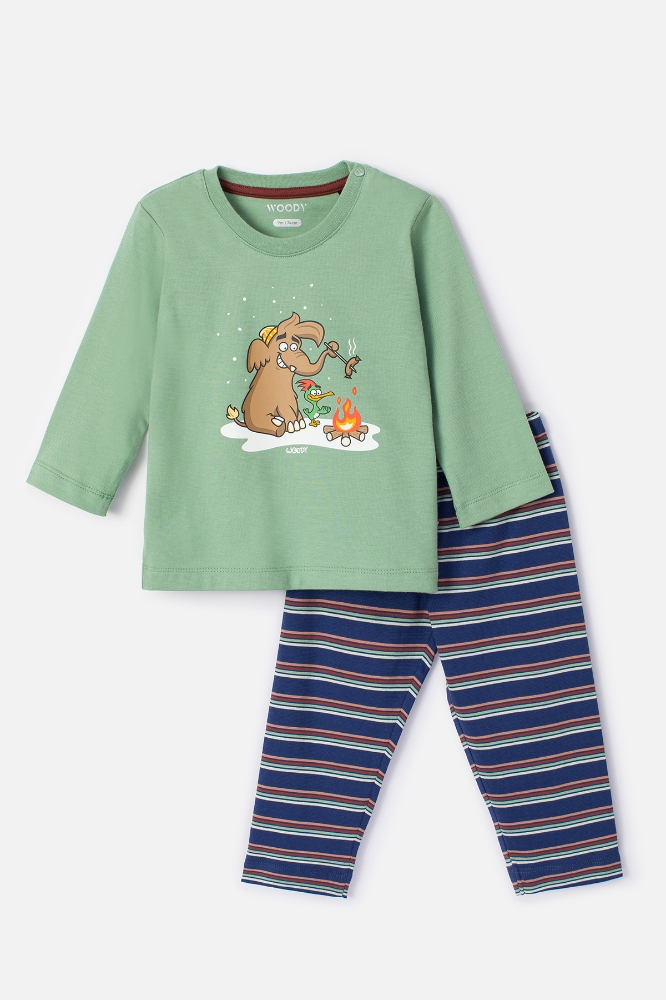 Pamuklu Erkek Bebek Pijama-Pls - 722-Açık Yeşil
