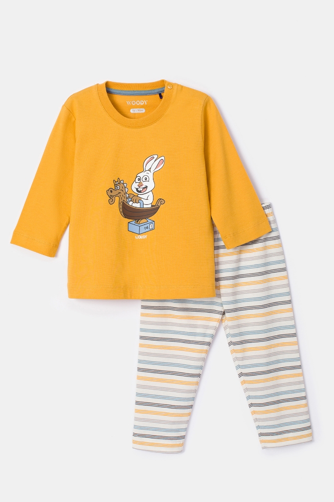 Pamuklu Erkek Bebek Pijama-Pls - 620-Hardal Sarısı 