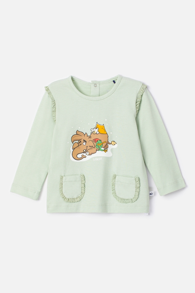 Pamuklu Kız Bebek Pijama-Plg - 704-Deniz Köpüğü Yeşili