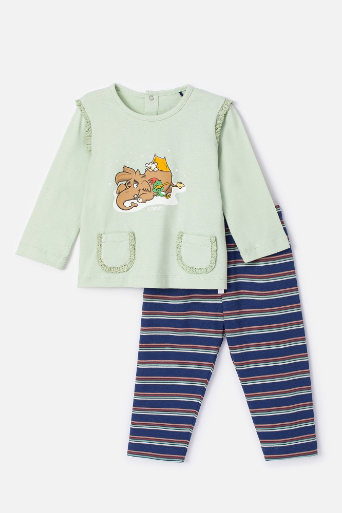Pamuklu Kız Bebek Pijama-Plg - 704-Deniz Köpüğü Yeşili