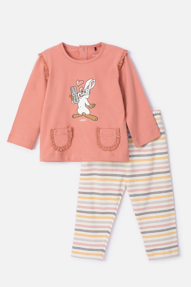 Pamuklu Kız Bebek Pijama-Plg - 443-Pembe