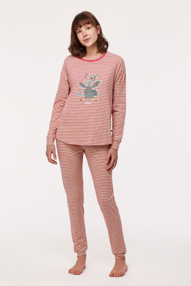 Kadın Pijama-Pzg - 920-Hindi Temalı Çizgili Pembe