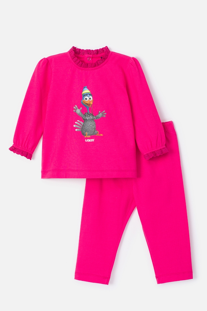 Pamuklu Kız Bebek Pijama-Plh - 388-Neon Pembe