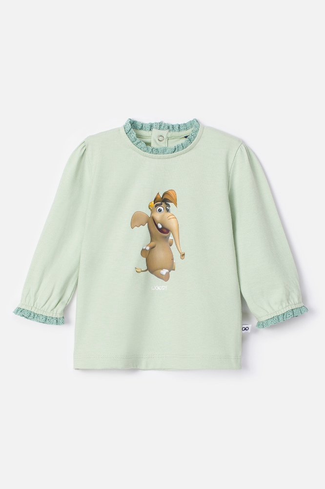 Pamuklu Kız Bebek Pijama-Plh - 704-Deniz Köpüğü Yeşili
