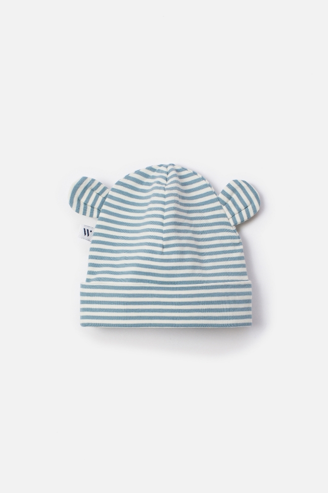 Pamuklu Şapka-Hat - 916-Hare Temalı Çizgili Mavi