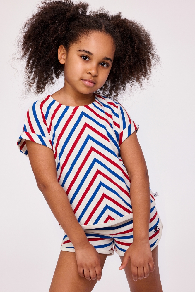 2-8 Yaş Kız Çocuk Pijama-Ape - 974-Kırmızı Lacivert Çizgili