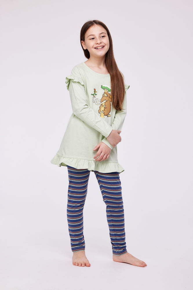 2-8 Yaş Kız Çocuk Pijama-Tul - 704-Deniz Köpüğü Yeşili