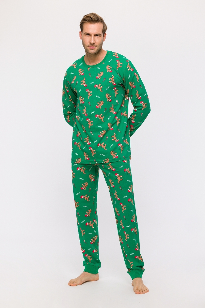 Erkek Pijama-Cpa - 971-Yılbaşı Temalı Kurabiye Baskılı Yeşil
