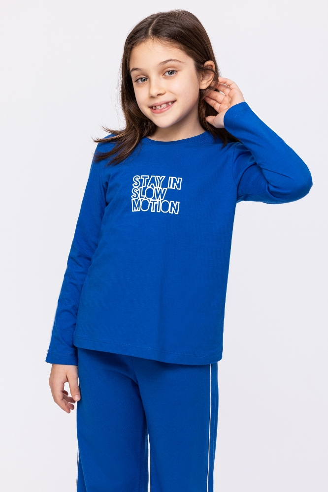 2-8 Yaş Kız Çocuk Pijama-Bvl - 837-Koyu Mavi