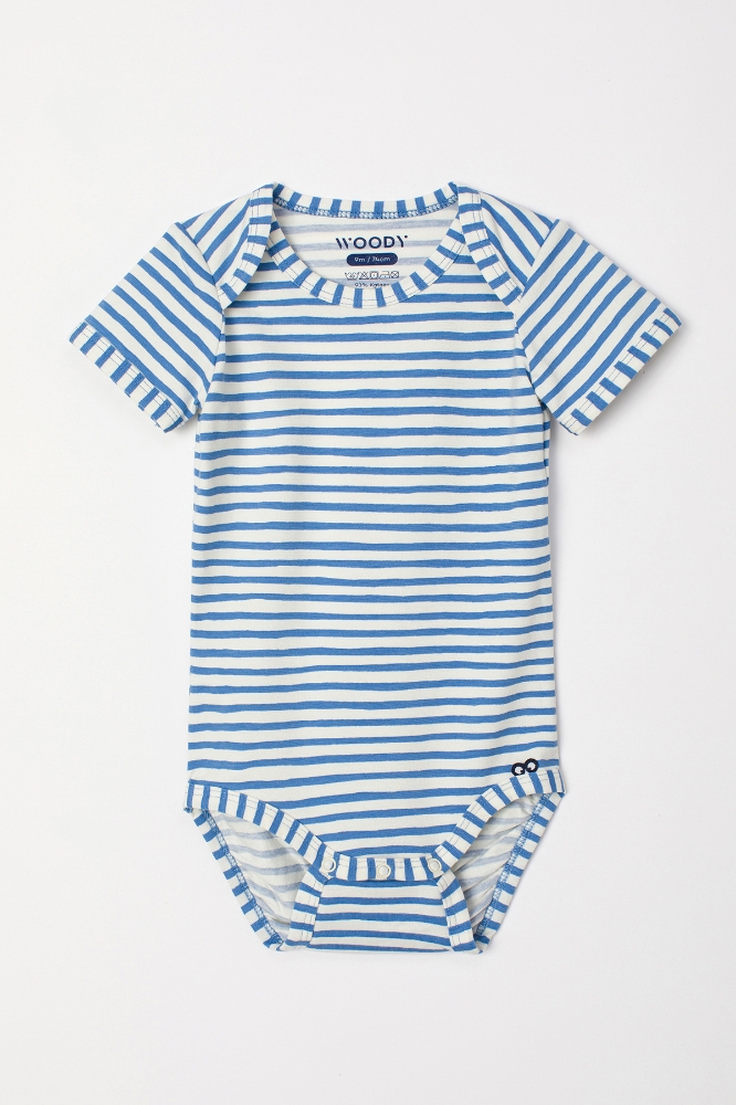 Pamuklu Bebek Body-Res - 921-Denizatı Temalı Çizgili Mavi