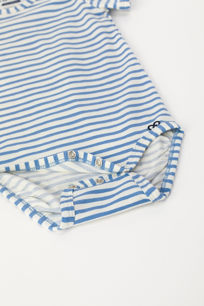 Pamuklu Bebek Body-Res - 921-Denizatı Temalı Çizgili Mavi
