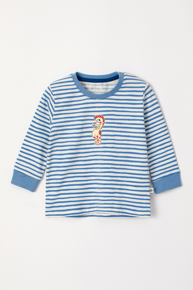 Pamuklu Erkek Bebek Pijama-Plc - 921-Denizatı Temalı Çizgili Mavi