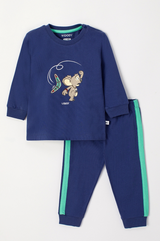 Pamuklu Erkek Bebek Pijama-Plc - 896-Lacivert