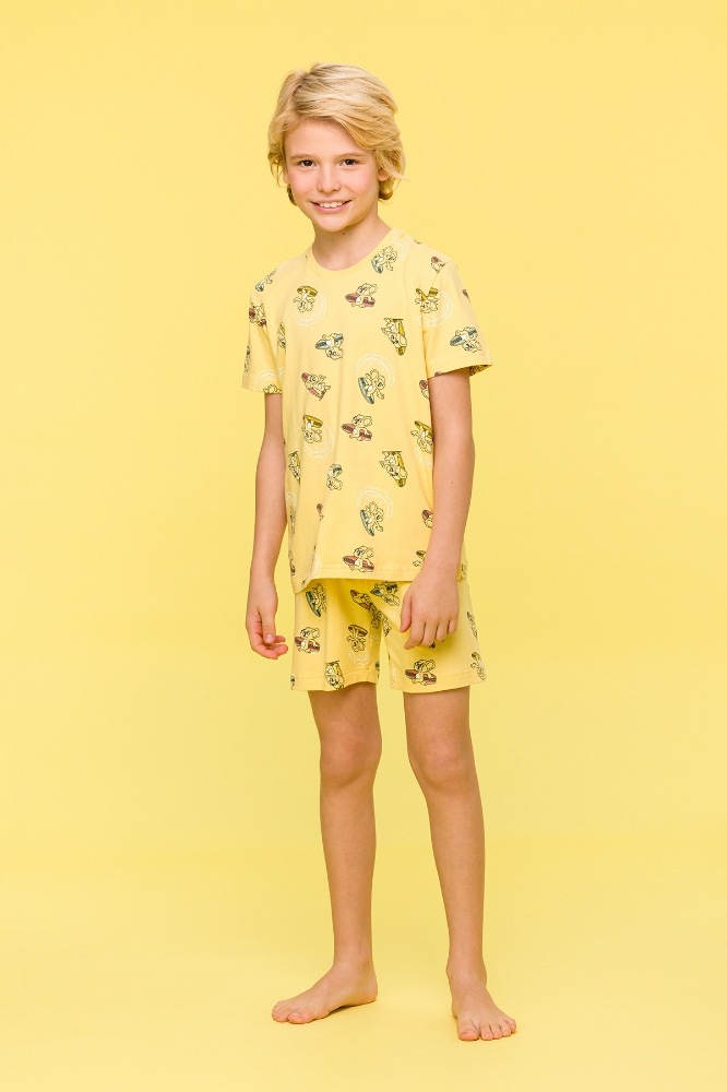 2-8 Yaş Erkek Çocuk Pijama-Pza - 933-Koala Baskılı Sarı