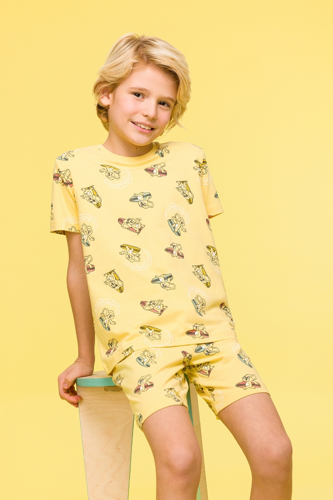 2-8 Yaş Erkek Çocuk Pijama-Pza - 933-Koala Baskılı Sarı