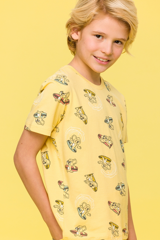 10-16 Yaş Erkek Çocuk Pijama-Pza - 933-Koala Baskılı Sarı