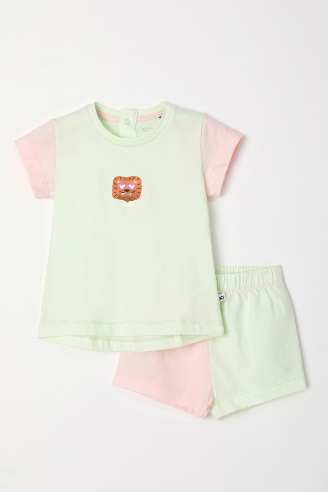 Pamuklu Kız Bebek Pijama-Bst - 706-Mint Yeşili