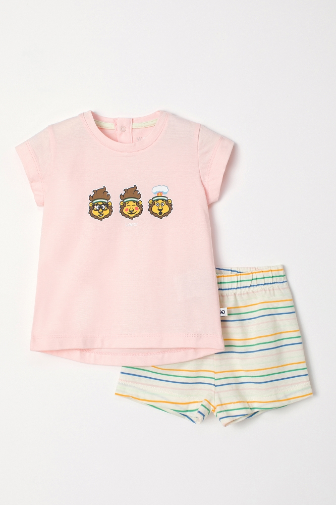 Pamuklu Kız Bebek Pijama-Bst - 406-Pembe