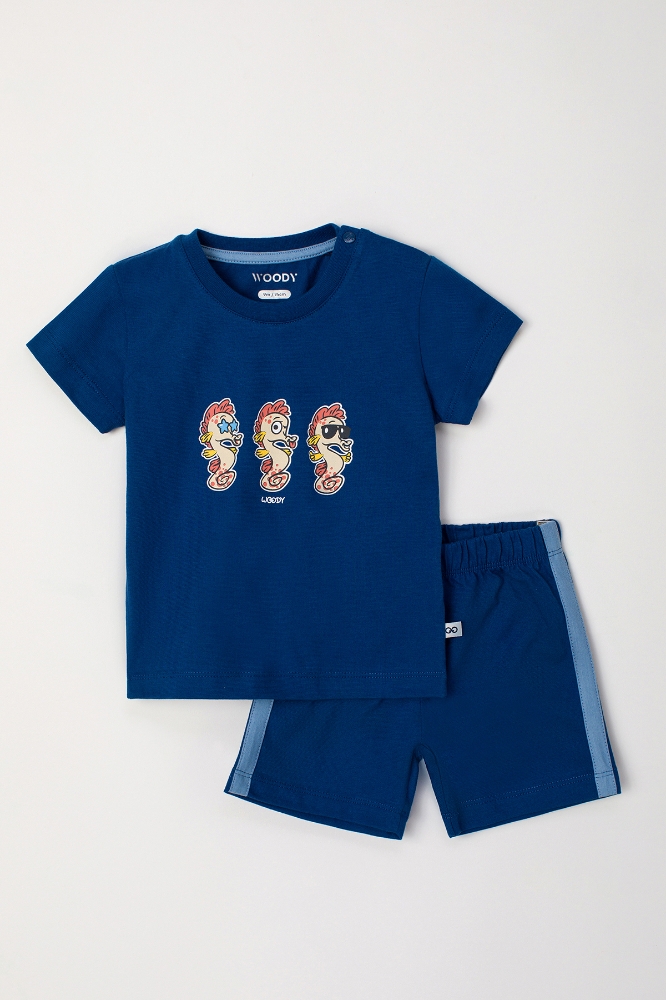 Pamuklu Erkek Bebek Pijama-Pus - 843-Lacivert