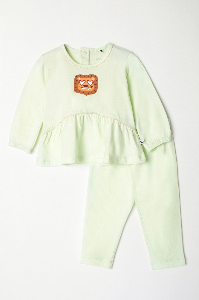 Pamuklu Kız Bebek Pijama-Plg - 706-Mint Yeşili