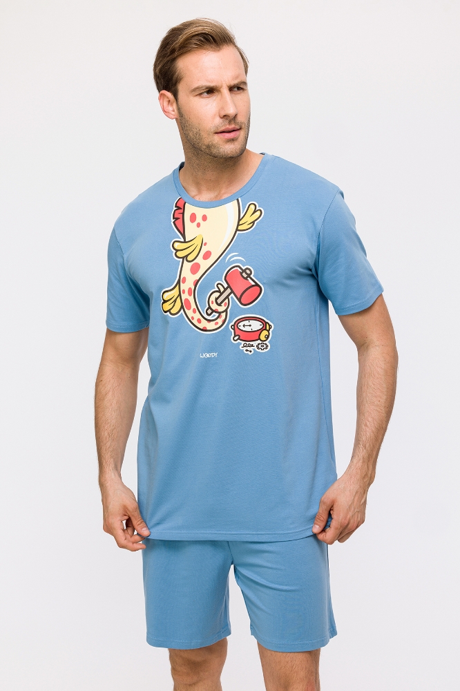 Erkek Pijama-Ple - 818-Mavi