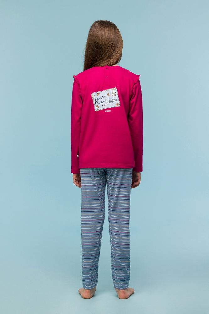 2-8 Yaş Kız Çocuk Pijama-Plg - 357-Mürdüm