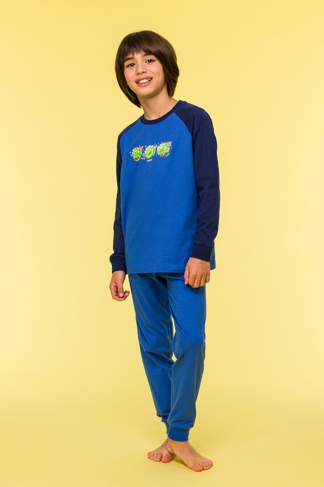 10-16 Yaş Erkek Çocuk Pijama-Plk - 875-Mavi