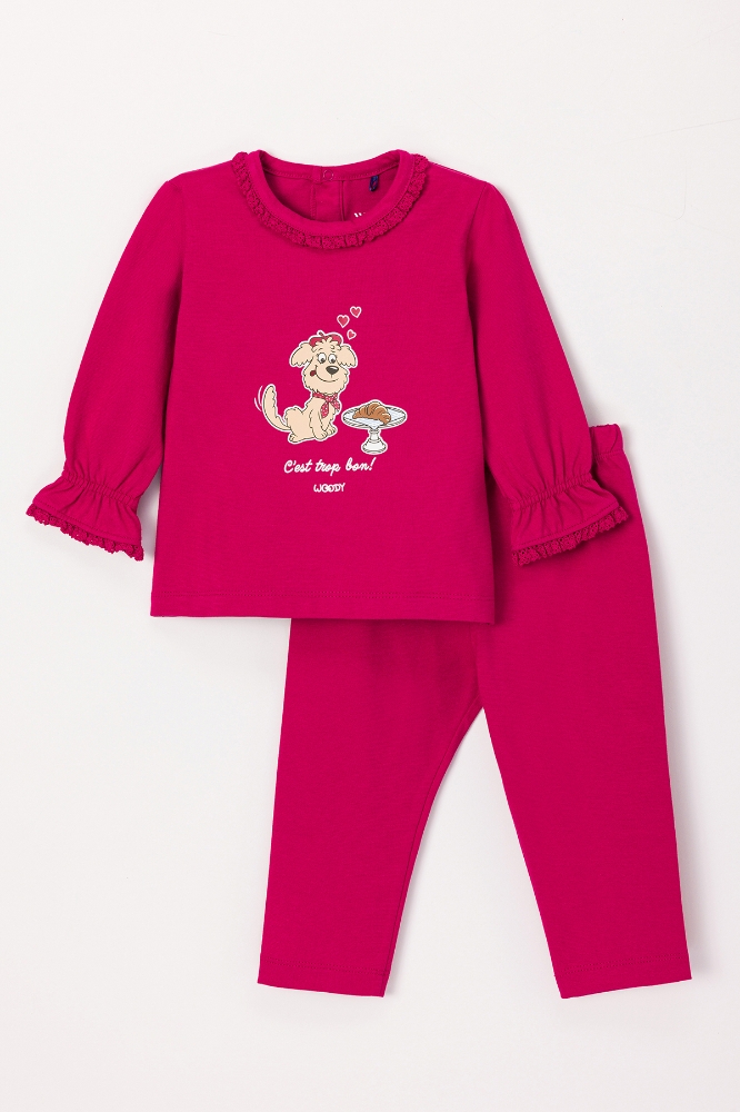 Pamuklu Kız Bebek Pijama-Plh - 357-Mürdüm