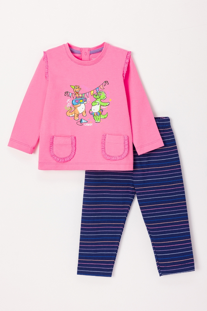 Pamuklu Kız Bebek Pijama-Plg - 453-Pembe